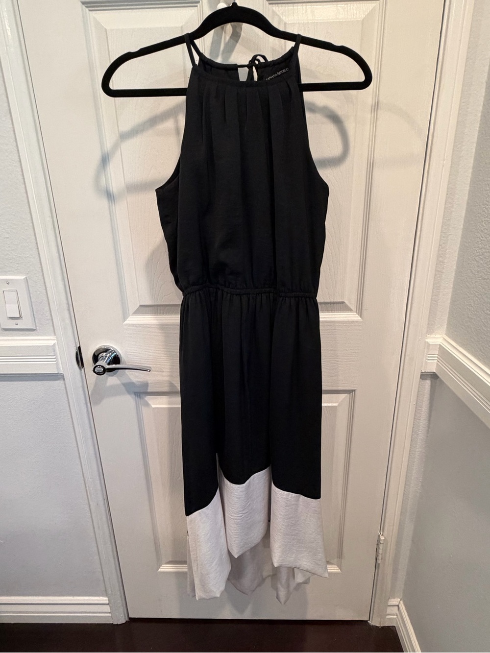 Black and White Halter Midi Dress - Brand:Banana Republic